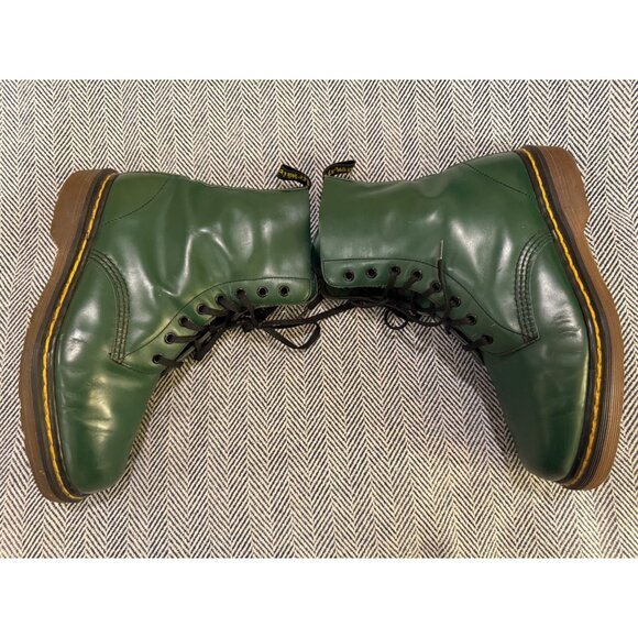 Rare Vintage Dr. Martens Green Leather Boots Unisex Size 6/8 Iconic Style Durabl - Picture 6 of 14